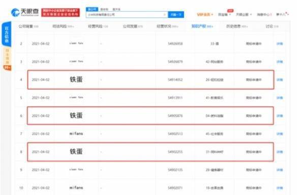 小米申請多個鐵蛋商標 疑似再次跨行業進軍食品行業
